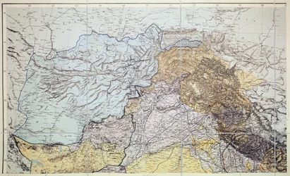 アフガニスタンの地図、1898年（カラー彫刻）